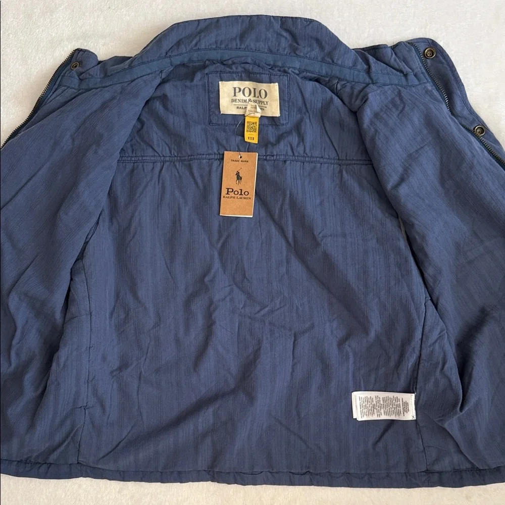 {NWT} Denim & Supply by Polo Ralph Lauren | Cotton Silk Utility Vest Blue (L) - Picture 5 of 16